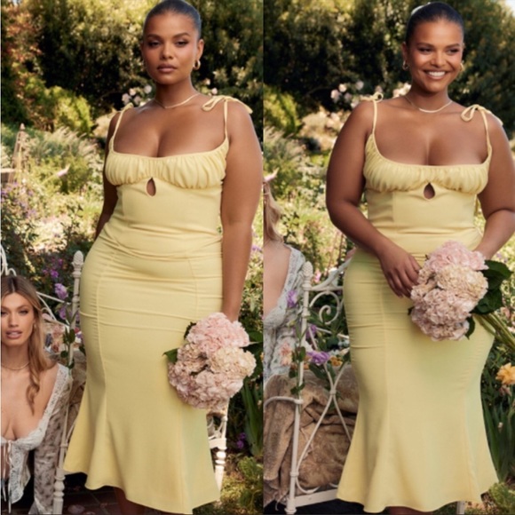 House of CB ‘Soren’ Buttercup Cutout Mermaid Midi  NWT - Picture 4 of 9